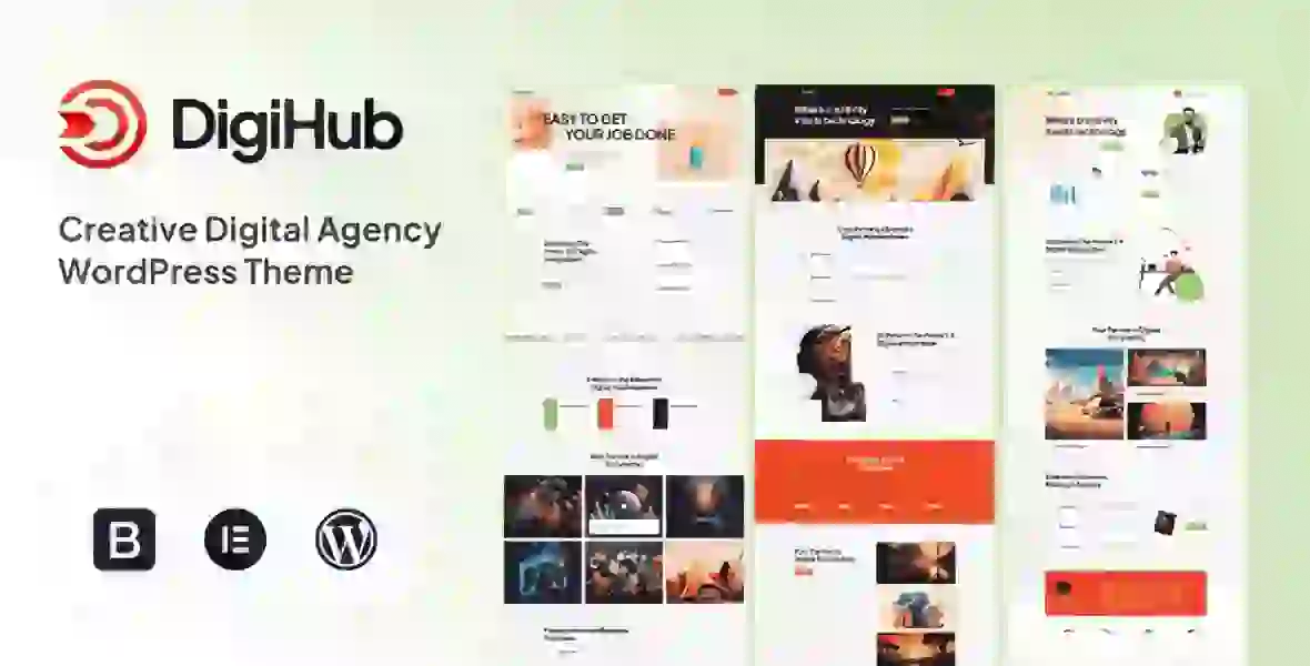 Digihub WordPress theme for digital agencies and corporate business websites with Elementor support