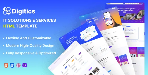 Digitics creative digital agency HTML template with modern minimalist design