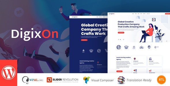 Digixon digital marketing WordPress theme homepage design for agency and business websites