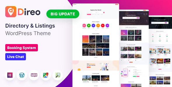 Direo WordPress directory and listing theme built with Elementor PRO