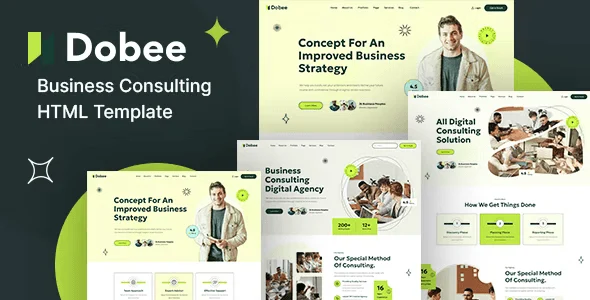 Dobee business consulting HTML template homepage preview showing responsive corporate website layout