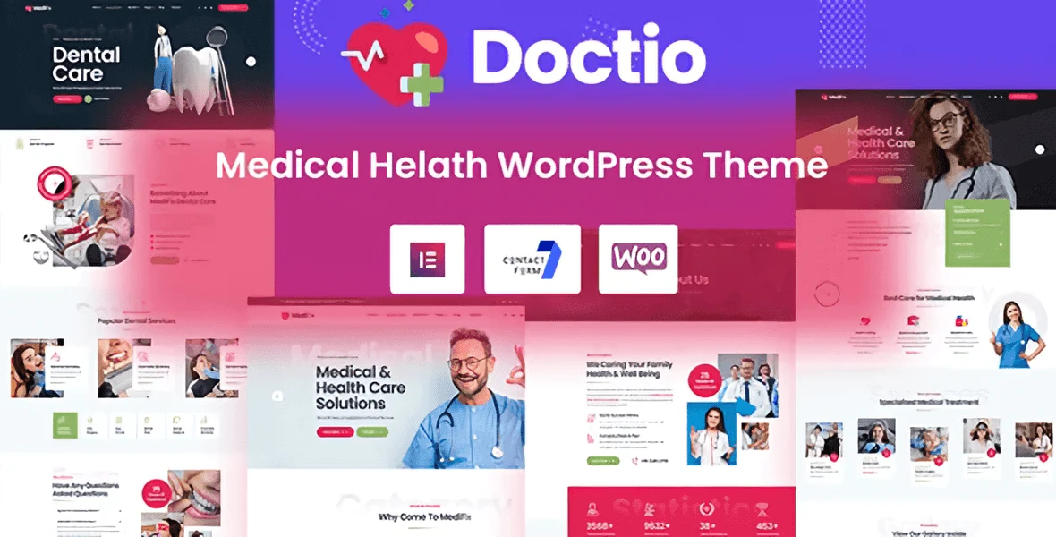 Doctio medical WordPress theme homepage preview for health clinics and doctor practices