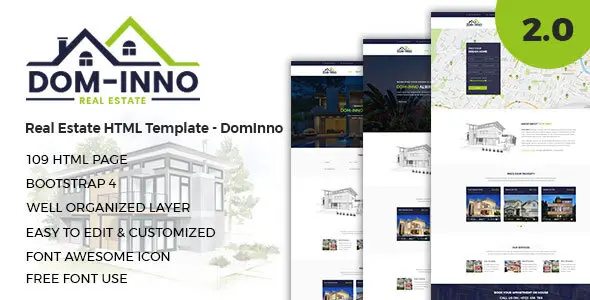 Dominno real estate HTML template homepage layout preview