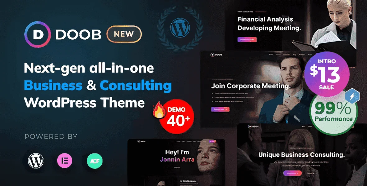 Doob business and consulting WordPress theme demo preview