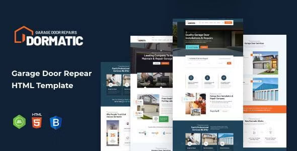 Dormatic garage door repair HTML template responsive website preview