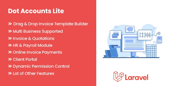 Dot Accounts Lite billing and accounting PHP script dashboard with invoice builder interface