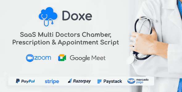 Doxe SaaS medical prescription and appointment software dashboard interface