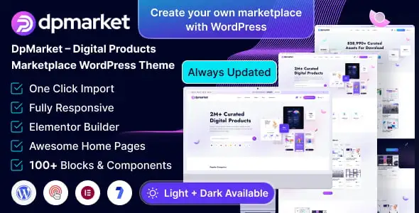 DpMarket digital marketplace WordPress theme for multi-vendor online stores
