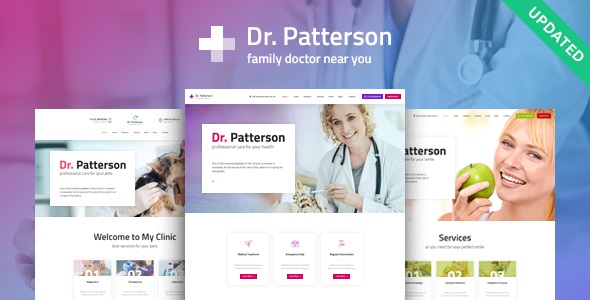 Dr.Patterson medical WordPress theme homepage layout for healthcare websites