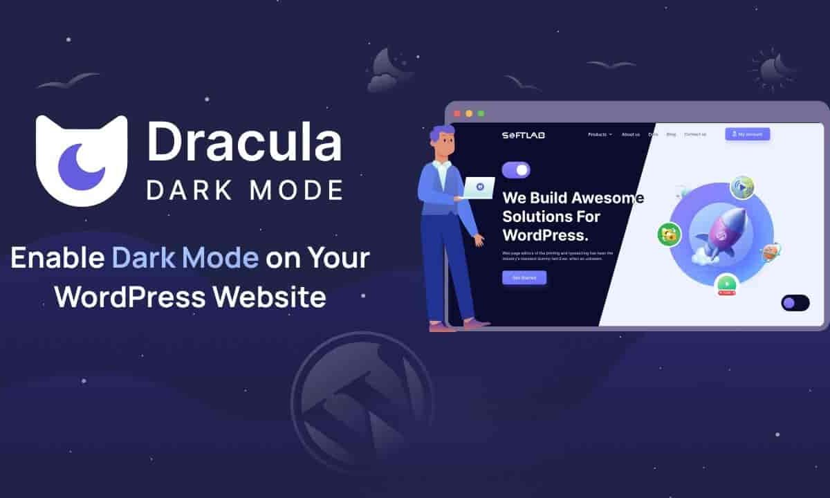 Dracula Dark Mode PRO WordPress plugin dashboard showing dark mode settings and reading mode options