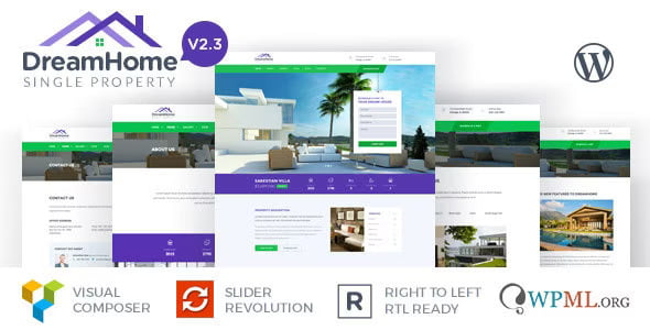DreamHome single property WordPress theme preview for real estate listings