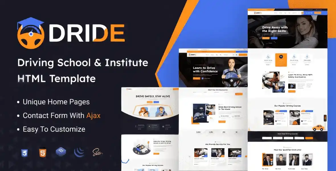 Dride driving school HTML template homepage demo layout