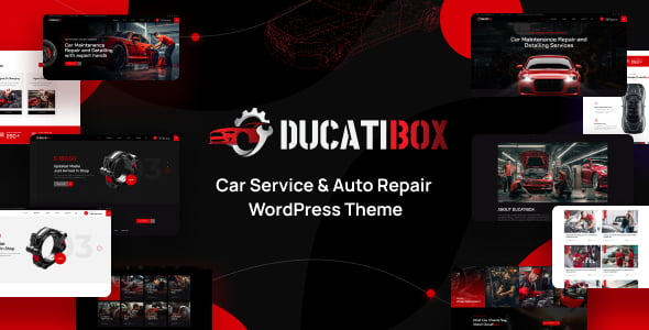 Ducatibox auto service WordPress theme demo layout for car repair and mechanic business websites