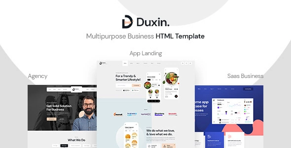 Duxin multipurpose business HTML template with responsive design and Bootstrap 4 framework