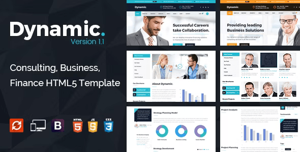 Dynamic finance and consulting HTML5 template layout for corporate business websites