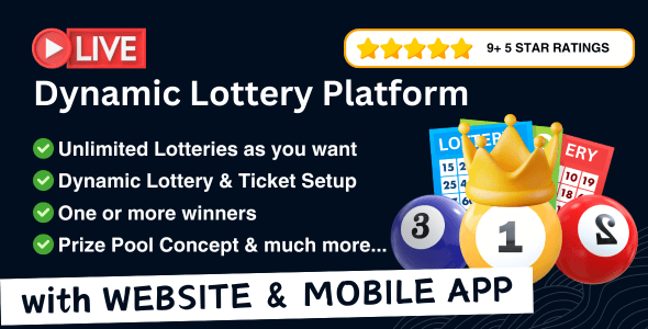 Dynamic lottery PHP script for online raffles and contests with admin, merchant, and user panels