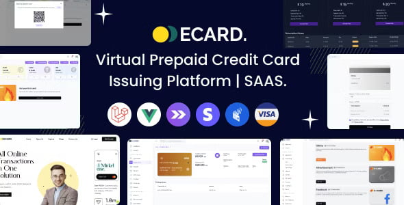 Virtual prepaid card issuing script Laravel SaaS platform dashboard with Stripe integration
