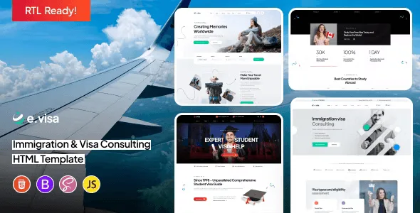 E.Visa immigration and visa consulting website template preview