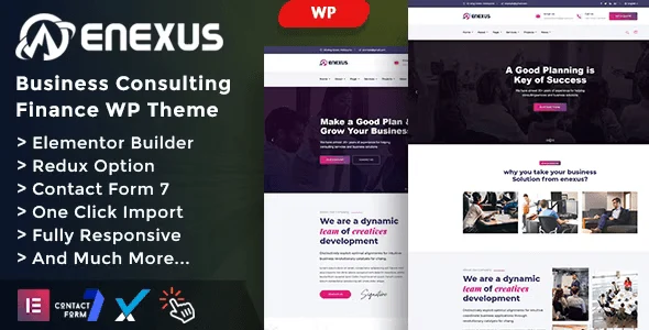 Enexus consulting business Elementor WordPress theme preview