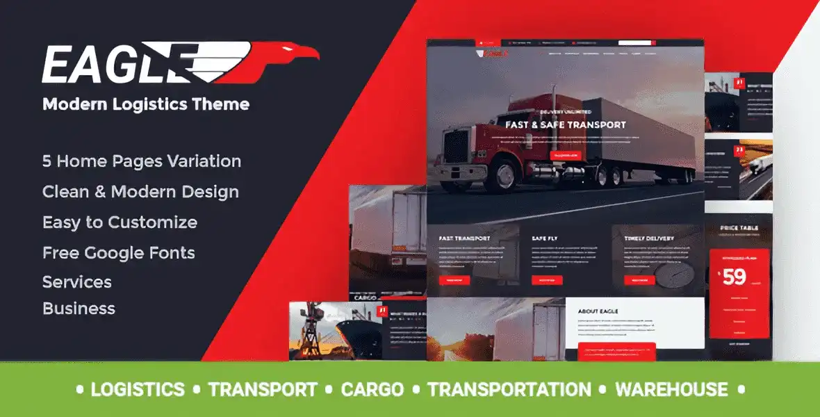 Eagle logistics and transportation WordPress theme preview
