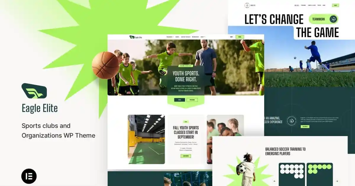 EagleElite sports club WordPress theme for Elementor demo preview