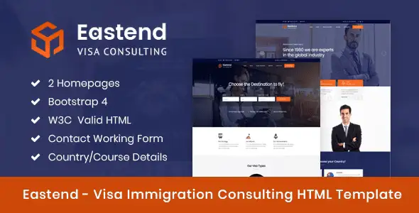 Eastend immigration visa consulting HTML template preview showing professional website layout