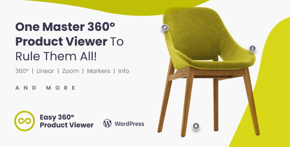 Easy 360° Product Viewer plugin displaying interactive product rotation with deep zoom and responsive hotspots for WooCommerce