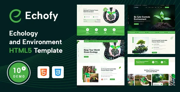 Echofy HTML5 template for environment and ecology websites with clean nature-inspired design