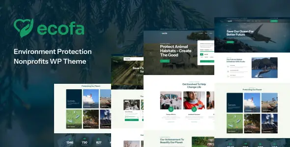 Ecofa environmental WordPress theme homepage design for nonprofit conservation organizations