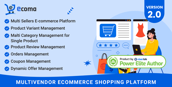Ecoma multivendor Laravel marketplace script admin dashboard showing vendor management interface