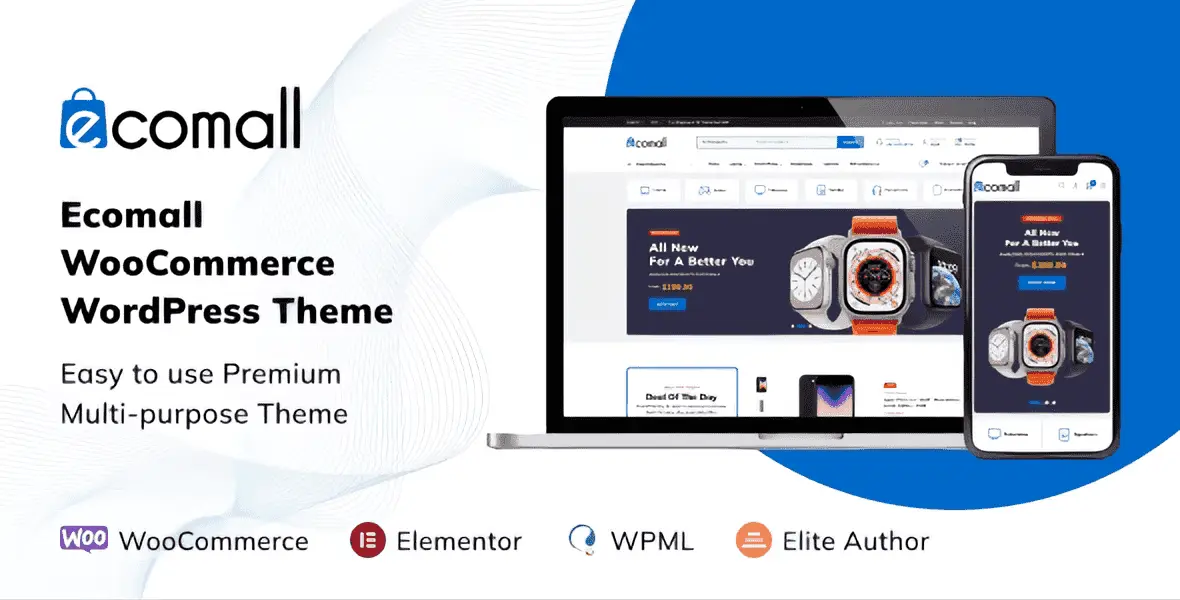 Ecomall Elementor electronics WooCommerce theme preview