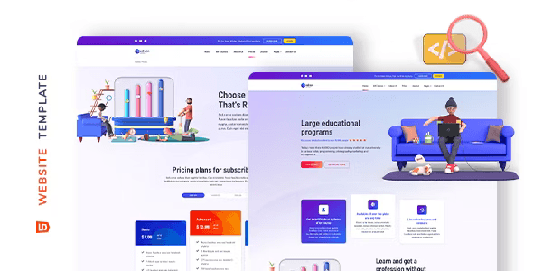 Edison online education website template HTML homepage with course listings and responsive design