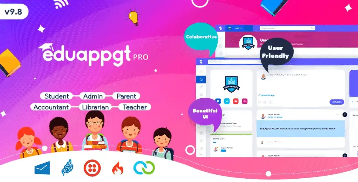 EduAppGT Pro school management system PHP script dashboard interface