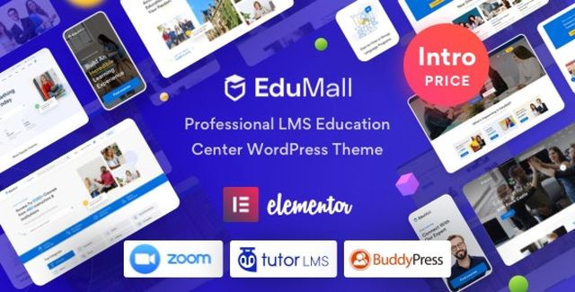 EduMall LMS WordPress theme showcasing online education platform with course listings