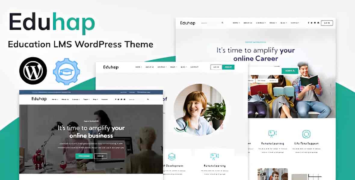 Eduhap Education LMS WordPress Theme with Elementor page builder interface