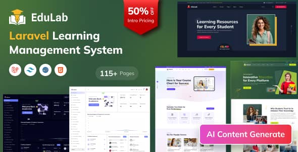 Edulab LMS Laravel learning management system dashboard interface