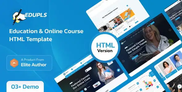 Edupls education HTML template preview showing responsive online course website design
