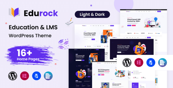 Edurock education WordPress theme homepage demo preview