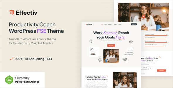 Effectiv WordPress theme for coaches and mentors with professional layout