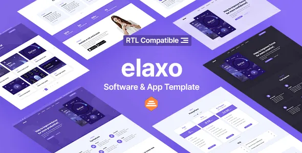 Elaxo app and software website template HTML with RTL support and responsive Bootstrap design