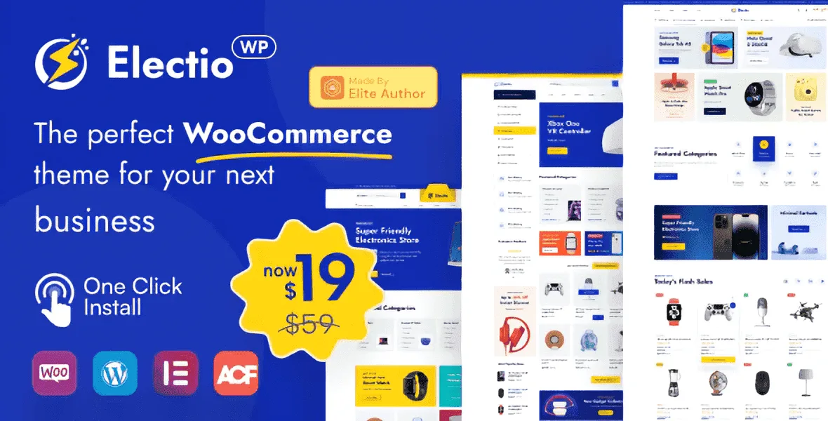 Electio WordPress theme preview for electronics and gadget stores with WooCommerce integration