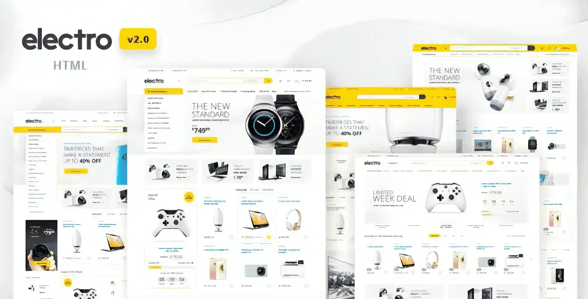 Electro electronics e-commerce HTML template homepage preview with responsive Bootstrap design