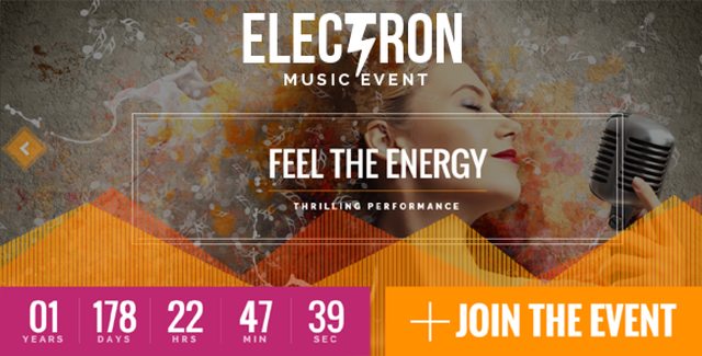 Electron electronic event WordPress theme demo showing music concert website layout