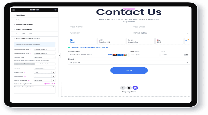Elementor Stripe Payment premium WordPress plugin for Stripe checkout integration with Elementor forms