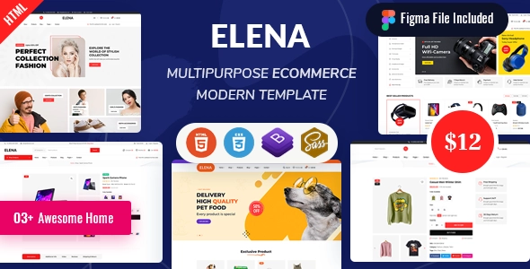 Elena multipurpose ecommerce HTML template with modern responsive design