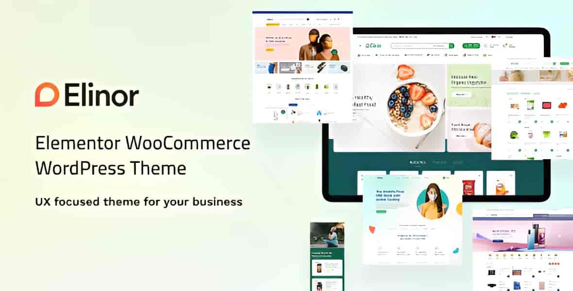 Elinor multipurpose WooCommerce theme preview with Elementor Pro layout