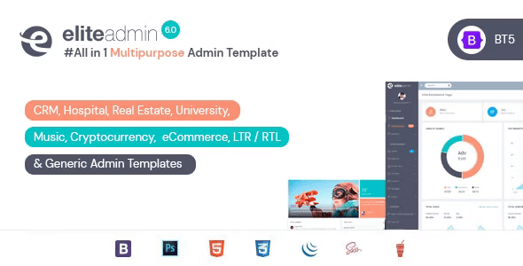 Elite Admin Bootstrap 5 dashboard template with responsive admin panel interface