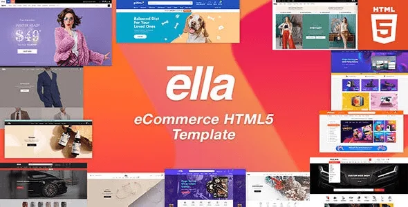 Ella multipurpose HTML template showcasing e-commerce website layouts