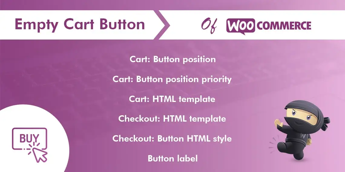Empty Cart Button Pro displayed on WooCommerce cart page with prominent clear cart button