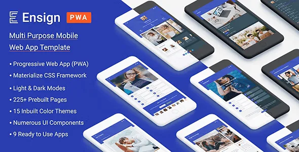 Ensign multi-purpose PWA mobile app template interface